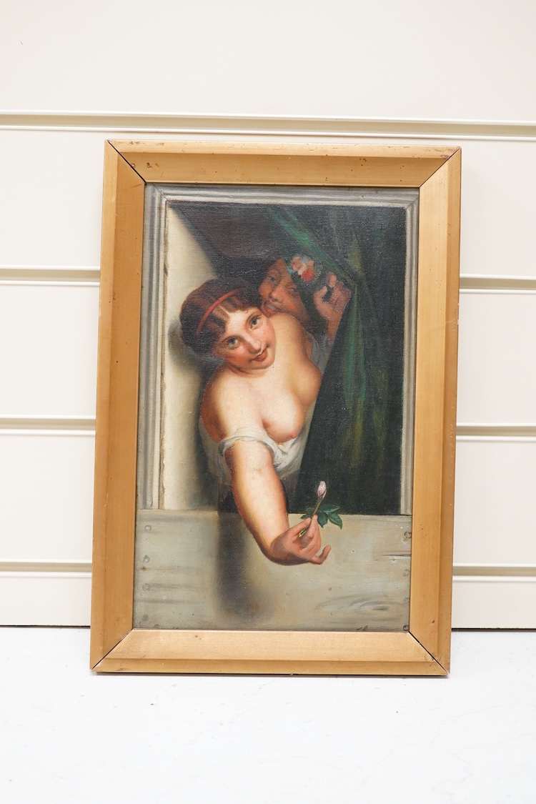 Early 20th century School, after Antoine Wiert, (1806-1865), 'The Rosebud', indistinctly signed and dated 1913, oil on canvas, 28 x 17cm